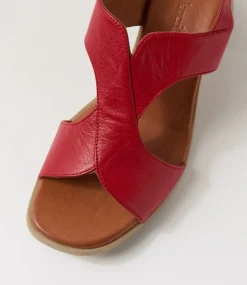 Women DIANA FERRARI Heels|Sandals-Midan Dark Red Leather Sandals