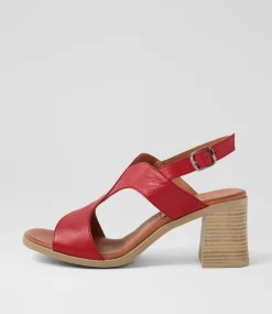 Women DIANA FERRARI Heels|Sandals-Midan Dark Red Leather Sandals