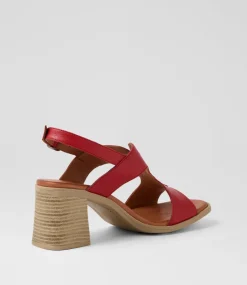 Women DIANA FERRARI Heels|Sandals-Midan Dark Red Leather Sandals