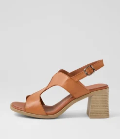 Women DIANA FERRARI Heels|Sandals-Midan Tan Leather Sandals
