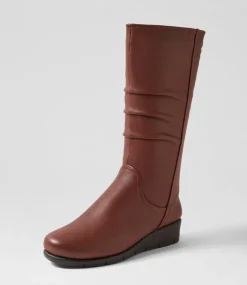 Women SUPERSOFT Boots|Comfort-Millan Cognac Leather Calf Boots