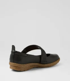 Women COLORADO Comfort|Mary Janes-Milly Black Leather Flat Shoes