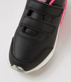 COLORADO Sport School Shoes|Junior School Shoes-Mimi Jnr Adj Lol Black Leather Sneakers