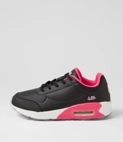 COLORADO Sport School Shoes|Junior School Shoes-Mimi Jnr Lace Lol Black Leather Sneakers