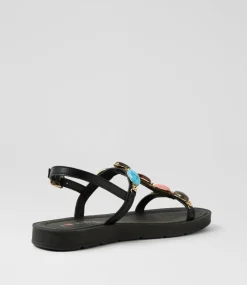 Women I LOVE BILLY Flats|Sandals-Miriami Black Sandals