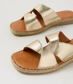 Women DIANA FERRARI Slides|Sandals-Mistee Soft Gold Leather Slides