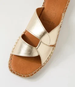 Women DIANA FERRARI Slides|Sandals-Mistee Soft Gold Leather Slides