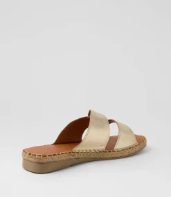 Women DIANA FERRARI Slides|Sandals-Mistee Soft Gold Leather Slides