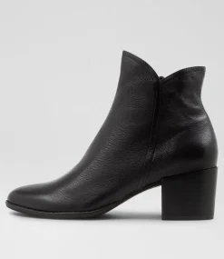 Women DIANA FERRARI Boots-Mocker Black Leather Ankle Boots