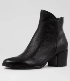 Women DIANA FERRARI Boots-Mocker Black Leather Ankle Boots