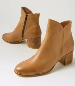 Women DIANA FERRARI Boots-Mocker Tan Leather Ankle Boots