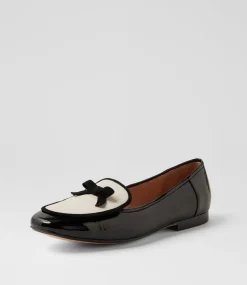 Women TOP END Loafers|Flats-Mojas Black Ivory Patent Multi Loafers