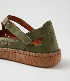 Women COLORADO Comfort|Flats-Molly Khaki Leather Ballet Flats