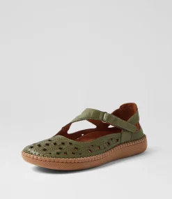 Women COLORADO Comfort|Flats-Molly Khaki Leather Ballet Flats