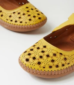 Women COLORADO Comfort|Flats-Molly Yellow Leather Ballet Flats
