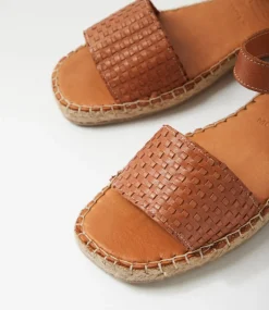 Women DIANA FERRARI Flats|Sandals-Mona Tan Leather Sandals