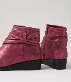 Women SUPERSOFT Boots|Comfort-Monet Mulberry Metallic Suede Ankle Boots