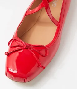 Women TOP END Flats-Mowwie New Red Patent Leather Ballet Flats