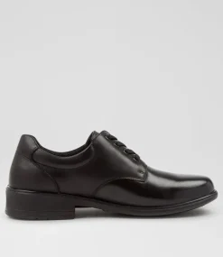 LYNX Senior School Shoes-MYLIE SNR E BLACK LEATHER