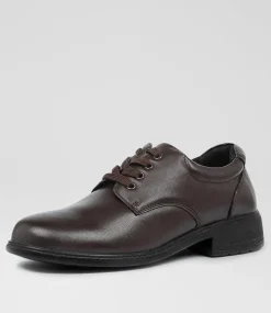LYNX Senior School Shoes-MYLIE SNR E BROWN LEATHER