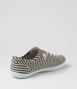 Women I LOVE BILLY Sneakers-Mynka Navy Stripe Canvas Lace Ups Sneakers