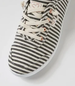 Women I LOVE BILLY Sneakers-Mynka Navy Stripe Canvas Lace Ups Sneakers