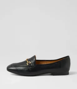 Women TOP END Flats|Loafers-Myrah Black Leather Loafers