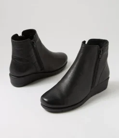 Women SUPERSOFT Boots|Comfort-Mysaria Black Leather Ankle Boots