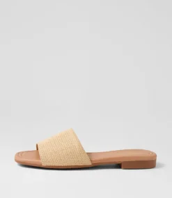Women TOP END Slides|Flats-Nahlas Natural Synthetic Raffia Slides