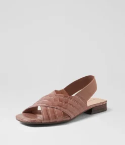 Women DIANA FERRARI Flats|Sandals-Namelia Taupe Leather Sandals