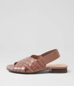 Women DIANA FERRARI Flats|Sandals-Namelia Taupe Leather Sandals