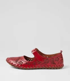 Women COLORADO Comfort|Flats-Nanette Dark Red Leather Flat Shoes