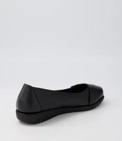 Women SUPERSOFT Flats-Nanien Black Leather Ballet Flats