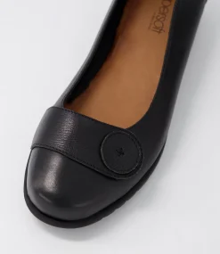 Women SUPERSOFT Flats-Nanien Black Leather Ballet Flats