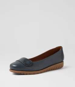 Women SUPERSOFT Comfort|Flats-Nanien Navy Gum Leather Ballet Flats