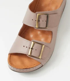 Women DIANA FERRARI Slides|Sandals-Nardi Taupe Leather Sandals