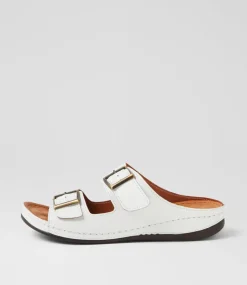 Women DIANA FERRARI Slides|Sandals-Nardi White Leather Sandals
