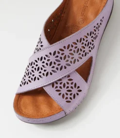 Women DIANA FERRARI Slides|Sandals-Nardinah Lilac Leather Slides