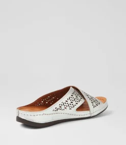 Women DIANA FERRARI Slides|Sandals-Nardinah Silver Leather Slides
