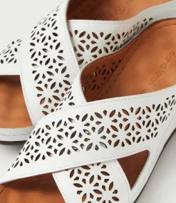 Women DIANA FERRARI Slides|Sandals-Nardinah White Leather Slides