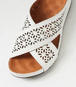 Women DIANA FERRARI Slides|Sandals-Nardinah White Leather Slides