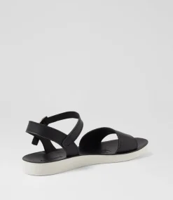 Women DIANA FERRARI Flats|Sandals-Navadis Black White Leather Sandals