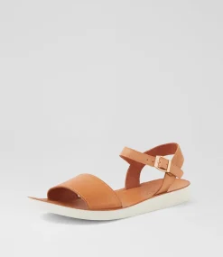 Women DIANA FERRARI Flats|Sandals-Navadis Dark Tan White Leather Sandals