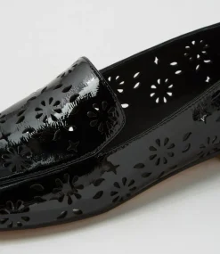Women DIANA FERRARI Flats-Navie Black Patent Leather Flat Shoes