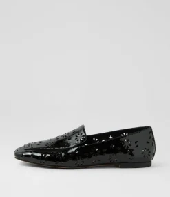 Women DIANA FERRARI Flats-Navie Black Patent Leather Flat Shoes