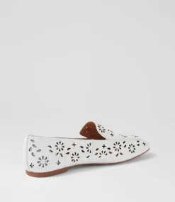 Women DIANA FERRARI Flats-Navie White Leather Flat Shoes