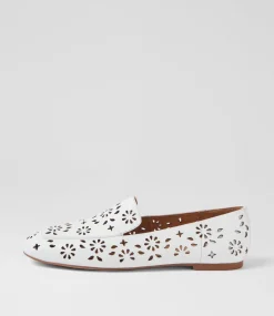 Women DIANA FERRARI Flats-Navie White Leather Flat Shoes