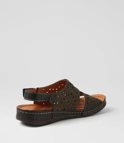 Women DIANA FERRARI Wedges|Sandals-Necole Black Leather Sandals
