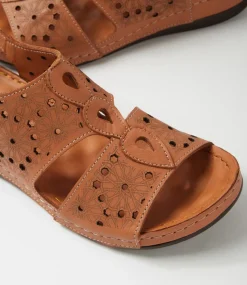 Women DIANA FERRARI Wedges|Sandals-Necole Tan Leather Sandals