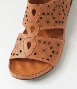 Women DIANA FERRARI Wedges|Sandals-Necole Tan Leather Sandals